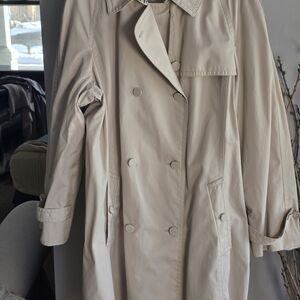 Talbots Light Beige Double-Breasted Trench/Rain Coat W/Belt